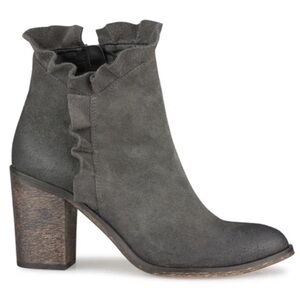 Klub Nico Bellamy dark gray suede ruffle heeled ankle boots Made in Spain